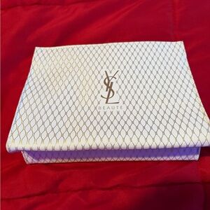 Yves Saint Laurent White and Gold Accessory Pouch